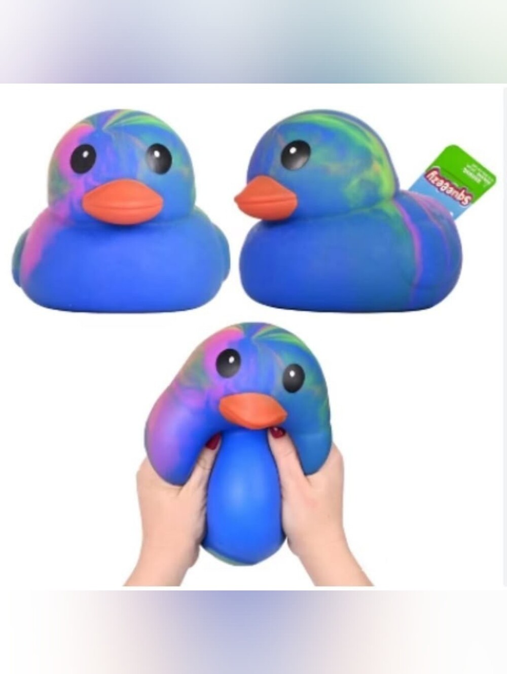 🌈Sunny Days JUMBO Squeezy Duck Tie Dye Pink Squishy Stress Toy Fidget Viral New